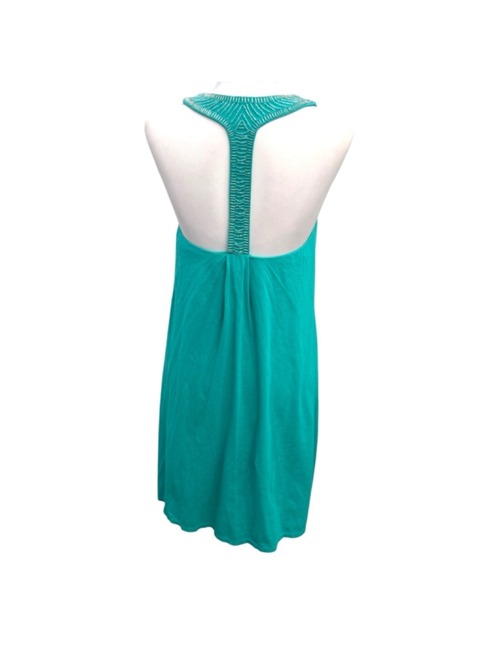 Victoria’s Secret Y2K Beaded Built-In Bra Teal Swing Dress Size L Resort - Picture 3 of 7